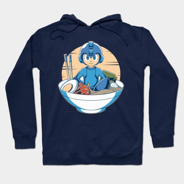 Blue Robot Ramen Hoodie by Alundrart